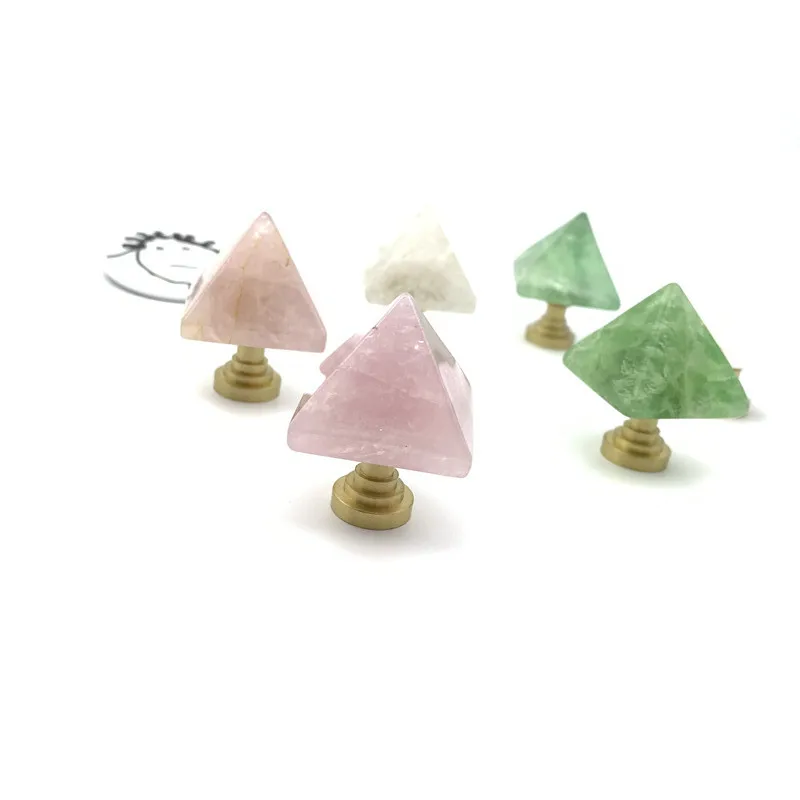 LCH Nordic Style Luxurious Pyramid Shaped Natural Crystal Cabinet Knob Drawer Pull Furniture Handles Brass Knob Clothes Hook