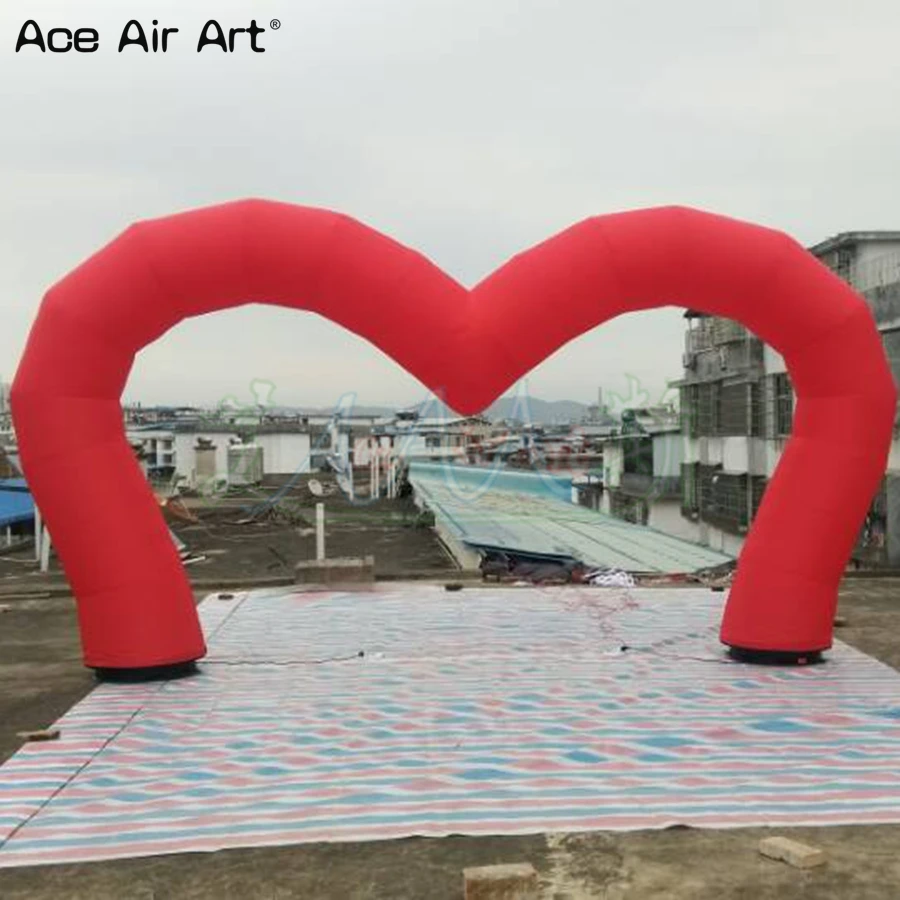 Nice Red Free Standing Inflatable Heart Shaped Arch Inflatable Love Heart Shaped Archway For Wedding/Valentine'S Day Decoration