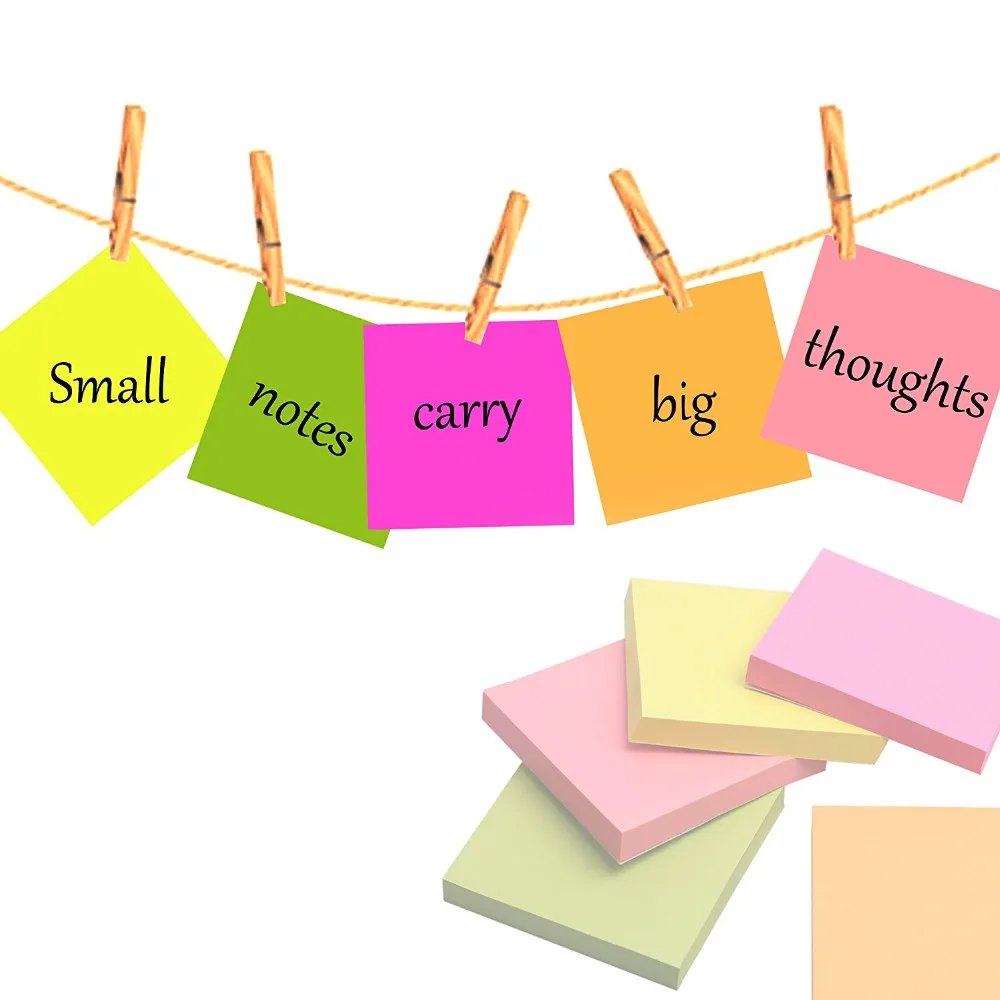 XRHYY Catatan Tempel, mudah Posting 12 Pads/Pack, 100 Lembar/Pad, 3 inch X 3 inch, kotak 5 Warna Anak Segar