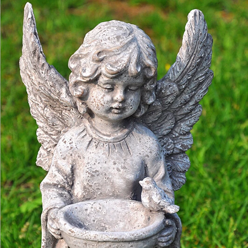 Do The Old Vintage Resin Angel Ornaments Statuette Figures Balcony Garden Gardening Grocery Bird Feeding Tray Courtyard