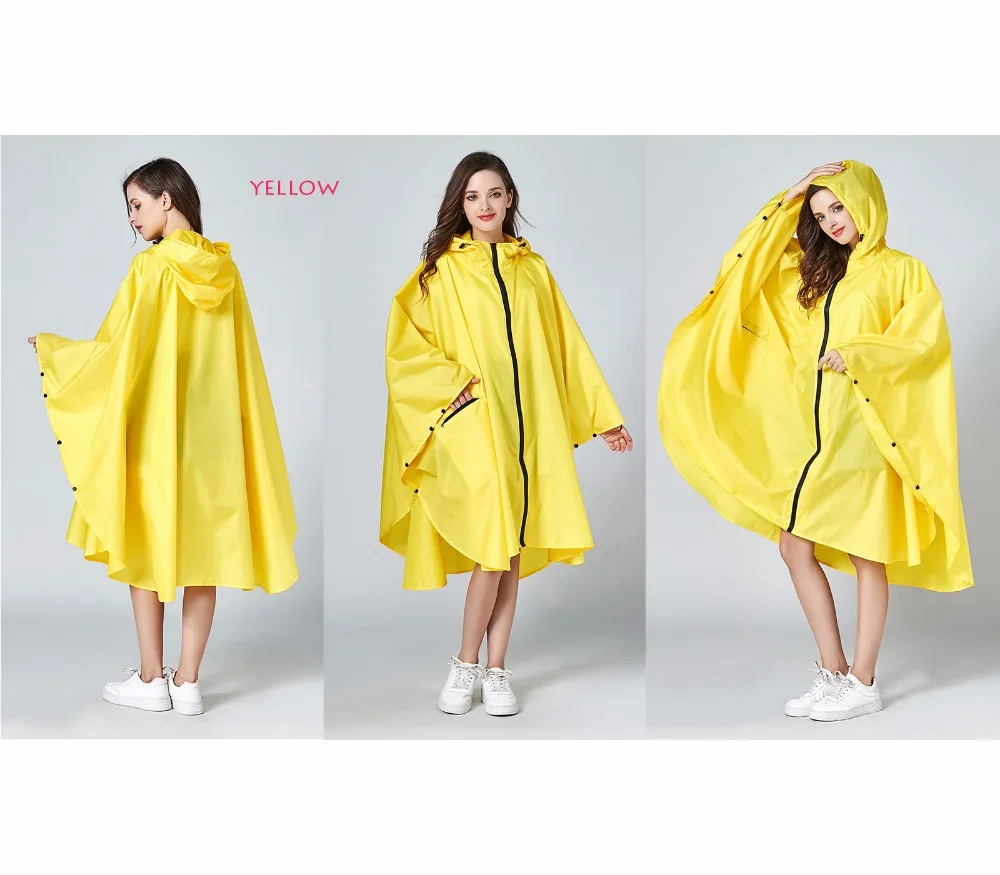 Women\'s Stylish Waterproof Rain Poncho Coloful Print Raincoat with Hood and Zipper