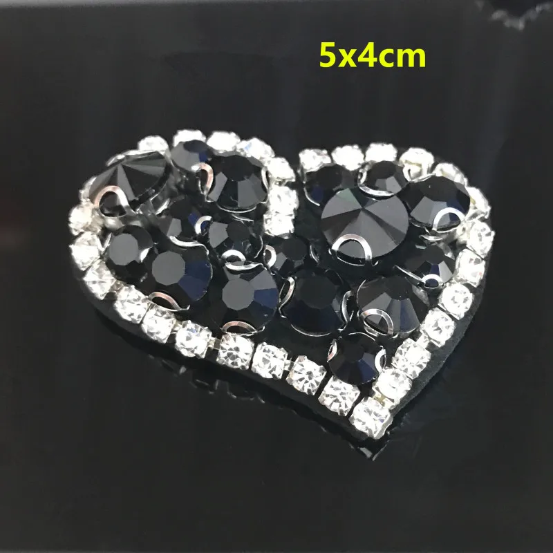 Hand nail drill love heart patch cloth pasted black red clothing shoes accessories DIY accessories decoration patches