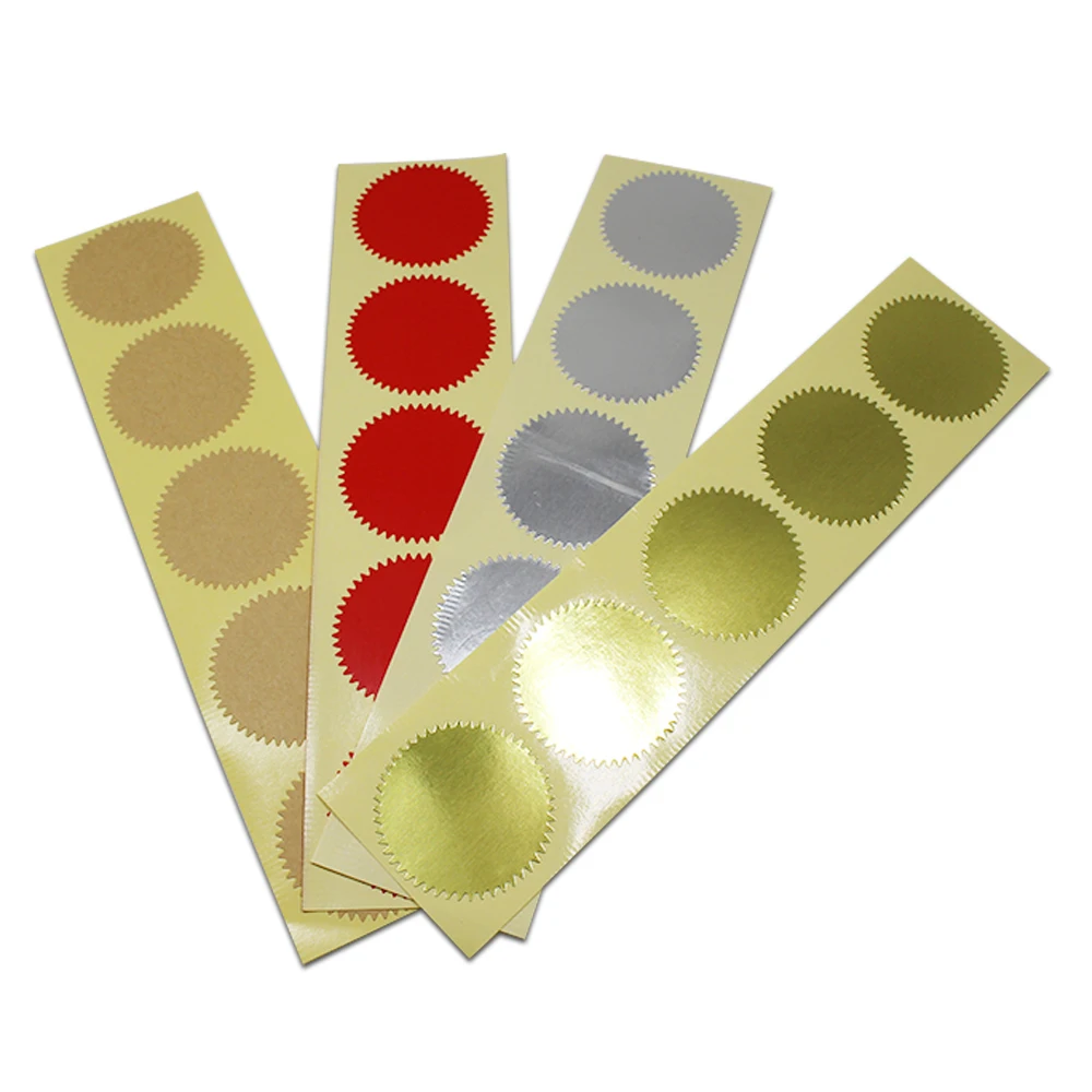 300pcs/lot 4.5cm Diameter Gold / Silver / Kraft / Red Round Gear Shape Label Self Adhesive Decoration Sticker Labels Supplies