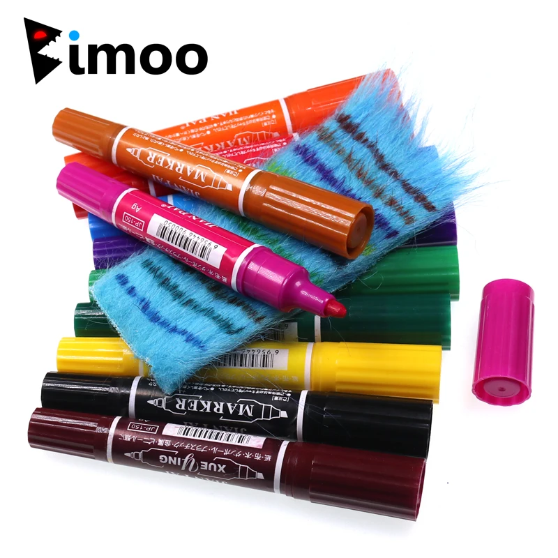 Bimoo 12PCS/Set Double Tip Fishing Tool Permanent Marker for Fly Tying Streamer Bait Fish Bar Lure Coloring Fast Dry