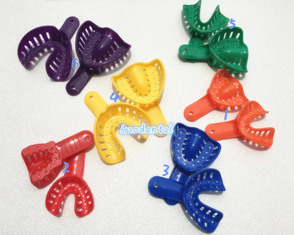 

10pcs/5pairs Dental Impression Trays Plastic Materials Teeth Holder Dental Central Supply For Oral Tools