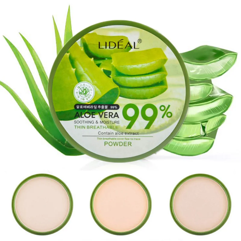 Poudre naturelle d'aloe Vera visage hydratant fond de teint lisse poudre pressée maquillage correcteur Pores couverture éclaircir poudre mat