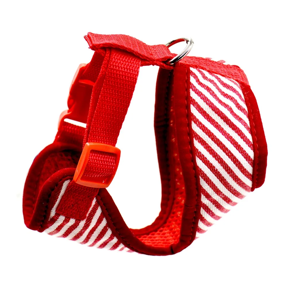 Classic Stripe Style Small Dog Harness Mesh Cloth Vest Pet Harness Dog Breathable Red Blue Color  Adjustable XS S M L XL Size