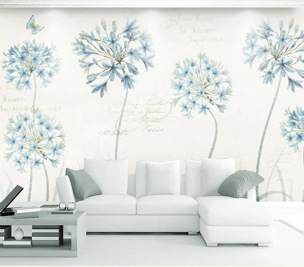 

Custom wallpaper Simple garden dandelion flower background wall