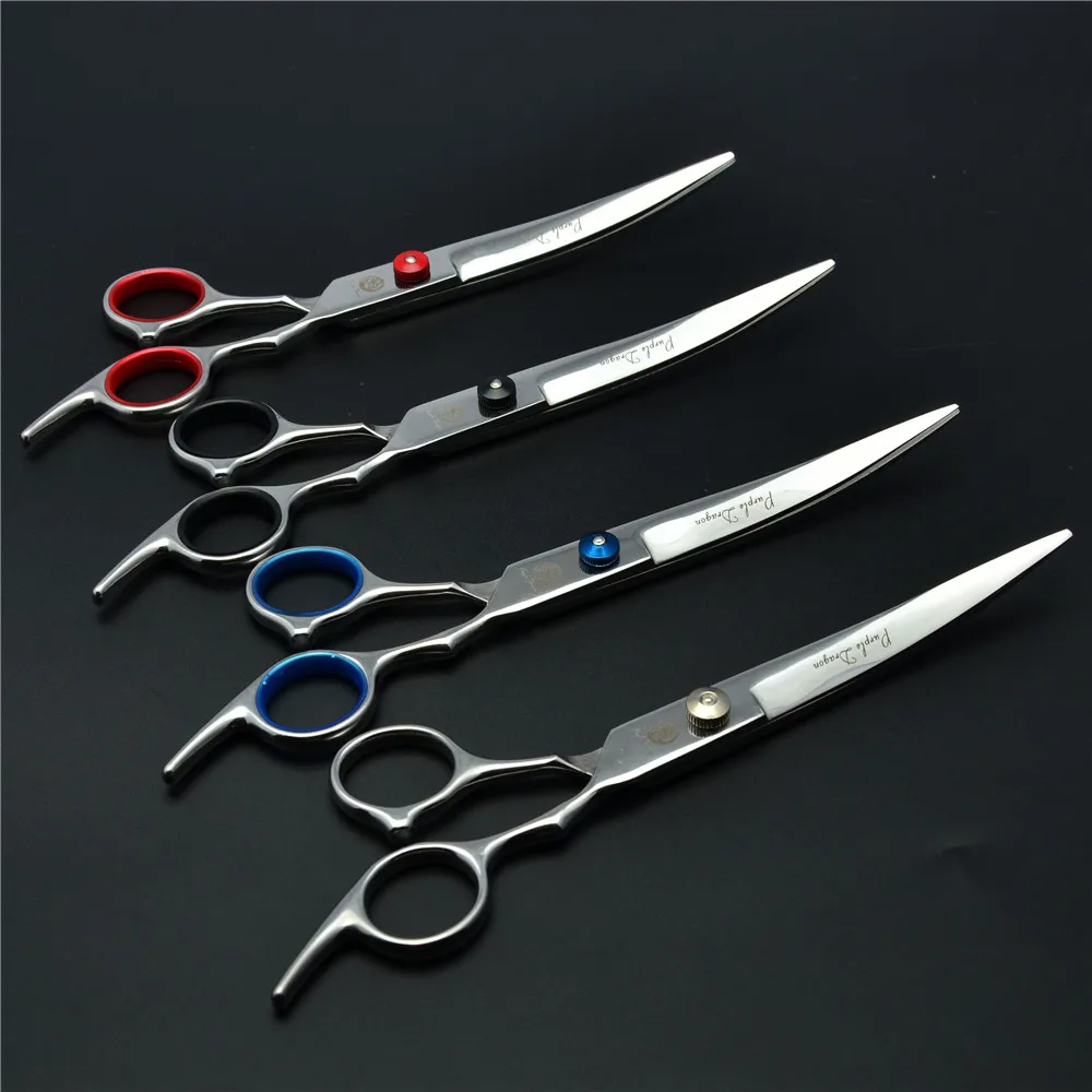 

4001# 7.0'' 19.5cm 4 Colours Curve Animal Hairdressing Scissors TOP GRADE Dogs Cats Pets Bent Up Cutting Shears Hair Scissors