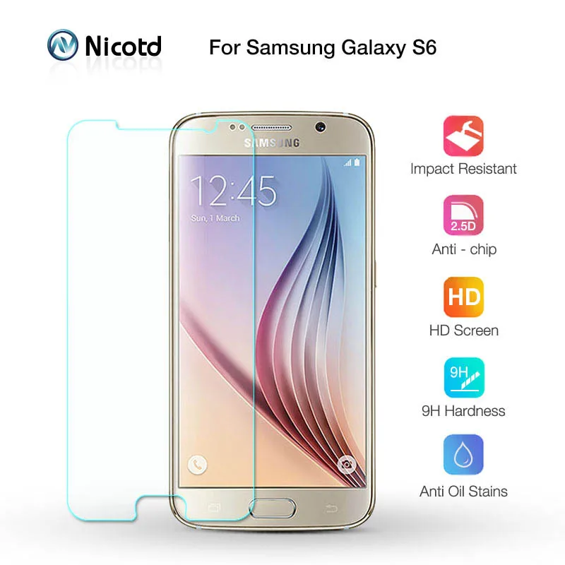 Nicotd 9H Screen Protector for Samsung Galaxy S6 Tempered Glass For Samsung S6 Glass Film For Galaxy S6 G920F Protective Film