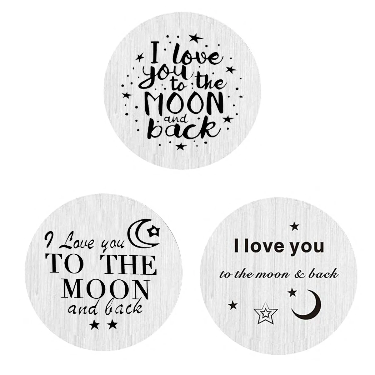 5PCS 22mm I love you to the moon and back Floating Stainless steel blank plates for floating lockets discs Jewelry Makings