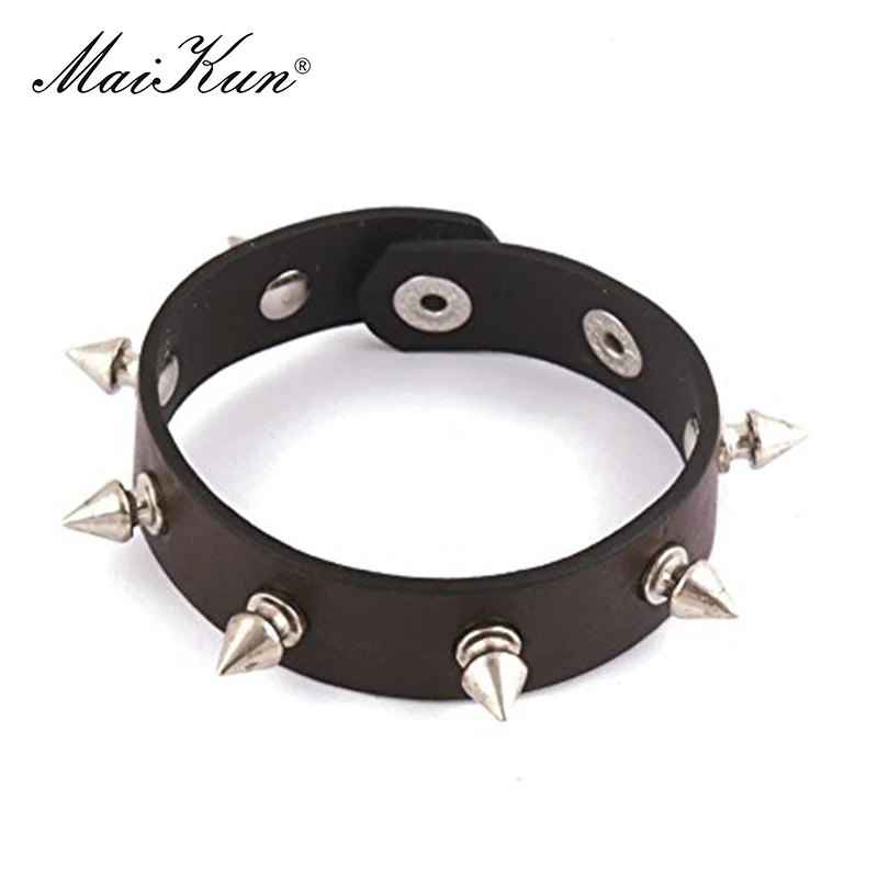 Maicobertura de dia das bruxas harajuku gótico cuspida espinho rebite preto pulseiras e braceletes de couro punk pulseira fina feminina masculina e joalheria