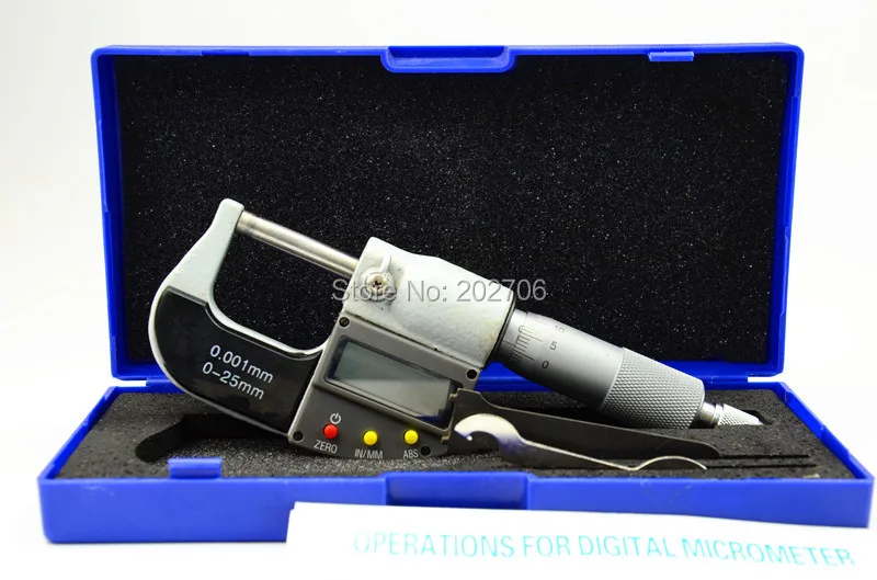 Digital Micrometer 0-25mm 0.001mm Metric/Inch Electronic Outside Micrometro Carbide Tip digital micrometer head