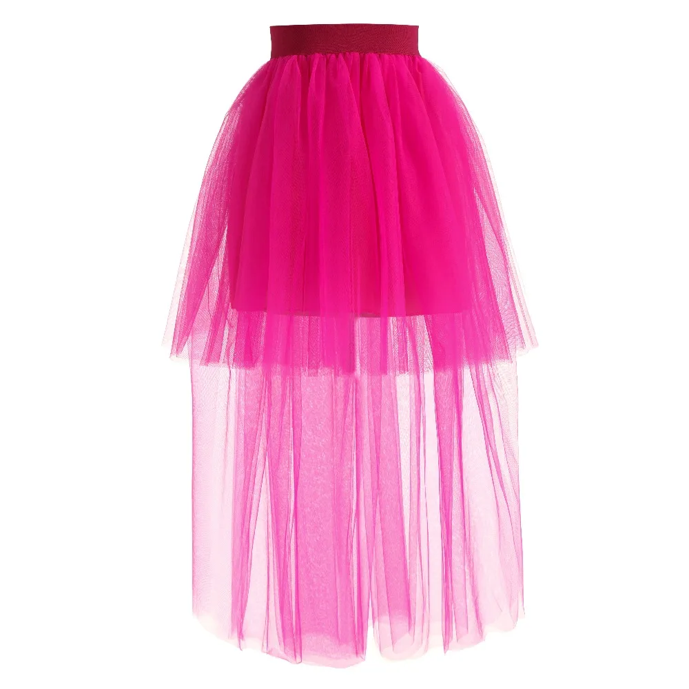 Gaun Rok Wanita Crinoline Tulle Bagian Belakang Panjang Depan Pendek 4 Warna Rok Tutu Antik Rok Tutu Tari Pesta Rok Lolita