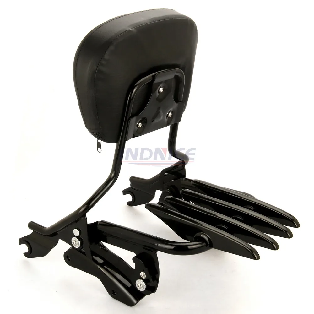 Black Sissybar Backrest + Docking hardware kit +Luggage rack for harley Touring Street Glide FLHX roadking ultra CVO 2009-2017