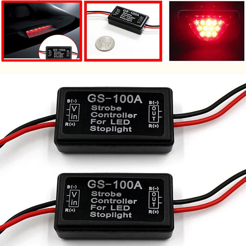 1pcs Brake Light Flash Controller Module GS-100A Flash Strobe Controller Flasher Module for Car LED Brake Stop Light Lamp 12V