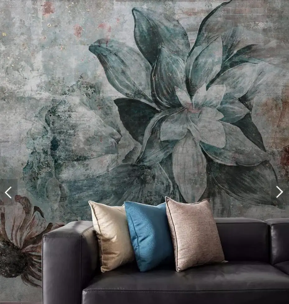 European Vintage Flower Wallpaper  Mural Dark Background  Papers Roll for Living Room Printed Photo papers Customize