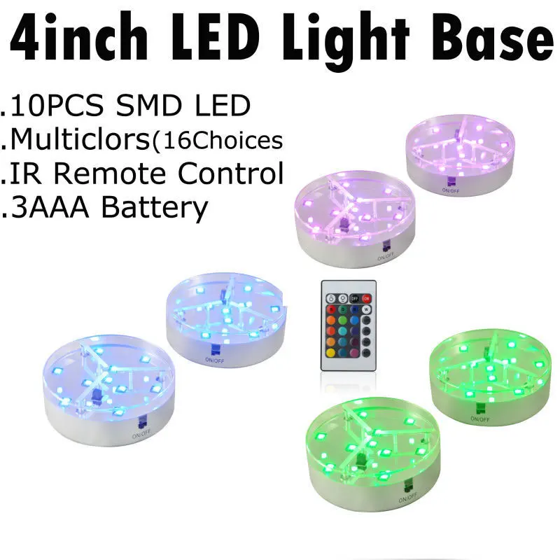 4inch LED Light base with remote control 16 colors for DJ Disco Bar KTV evening holiday party decoration