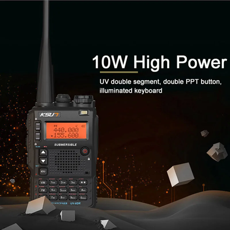 10W Walkie Talkie Long Range Tri-band Dual Antenna Dual PPT Waterproof Handheld Professional Walkie-talkie Radio Transmitter