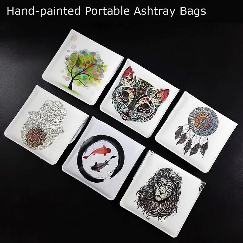 Chinese Style Hand-painted Portable Ashtray Bags Storage bag Created Pocket Ashtray Bag Original Small Coin Purse Pocket Pouch