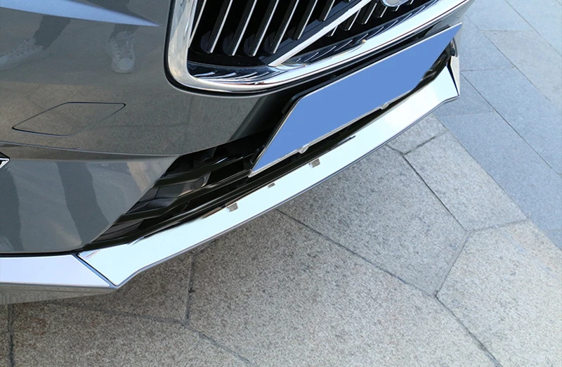 For VOLVO XC60 2018 2019 Stainless Steel Front Bottom Bumper Modling Strips Cover Trim 3pcs Car Styling Accessories