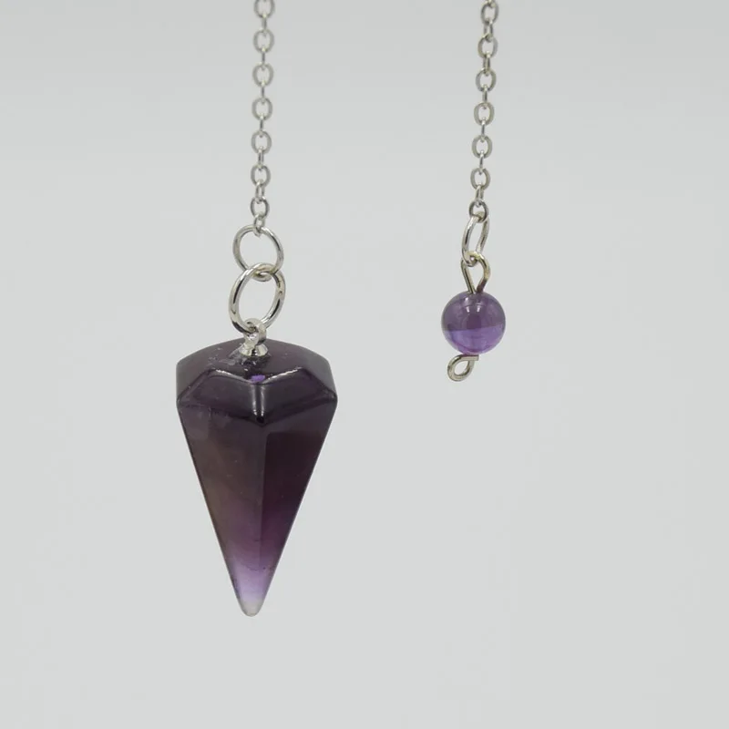 Men Women Reiki Pendulum Natural Stone Amulet Healing Crystal Pendant Small Size Amethysts Lapis Meditation Hexagonal Pendulums