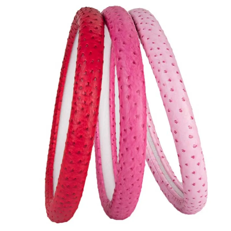 13 Colors Ostrich Grain Car Steering Wheel Cover Fiber leather Steering-Wheel Covers Cases Car Accessories For Girls Women image 3