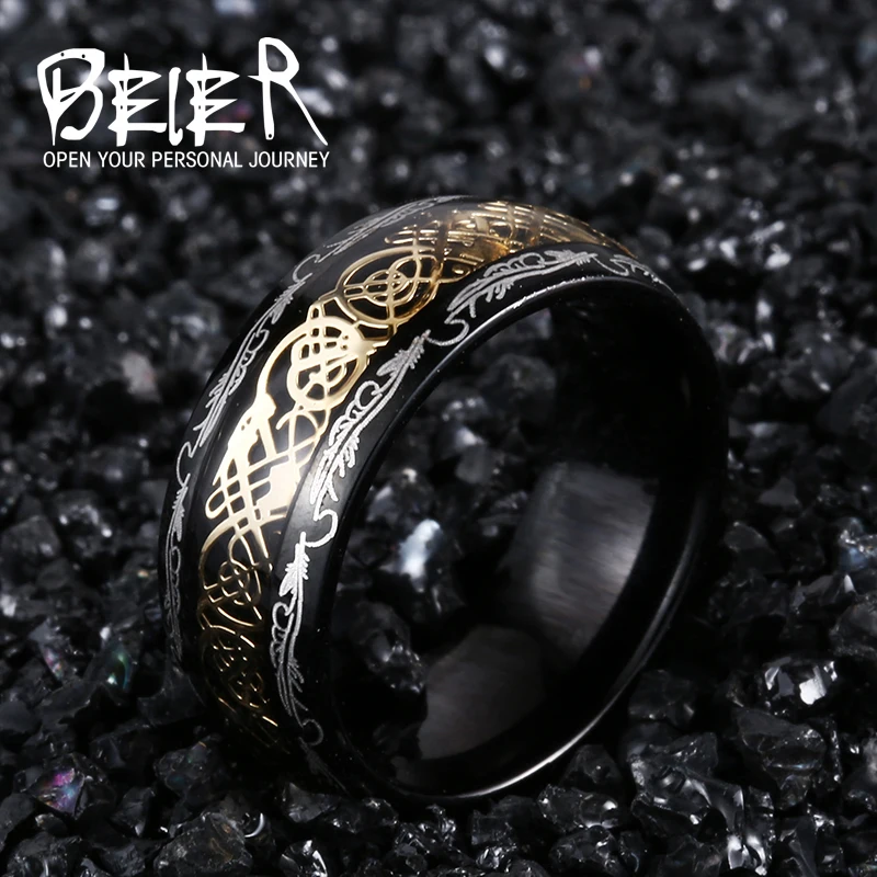 Beier 316L Edelstahl Goldenen Drachen Mann der Ring Blu-ray Einfache Mode Hohe Qualität Schmuck LLBR-R050