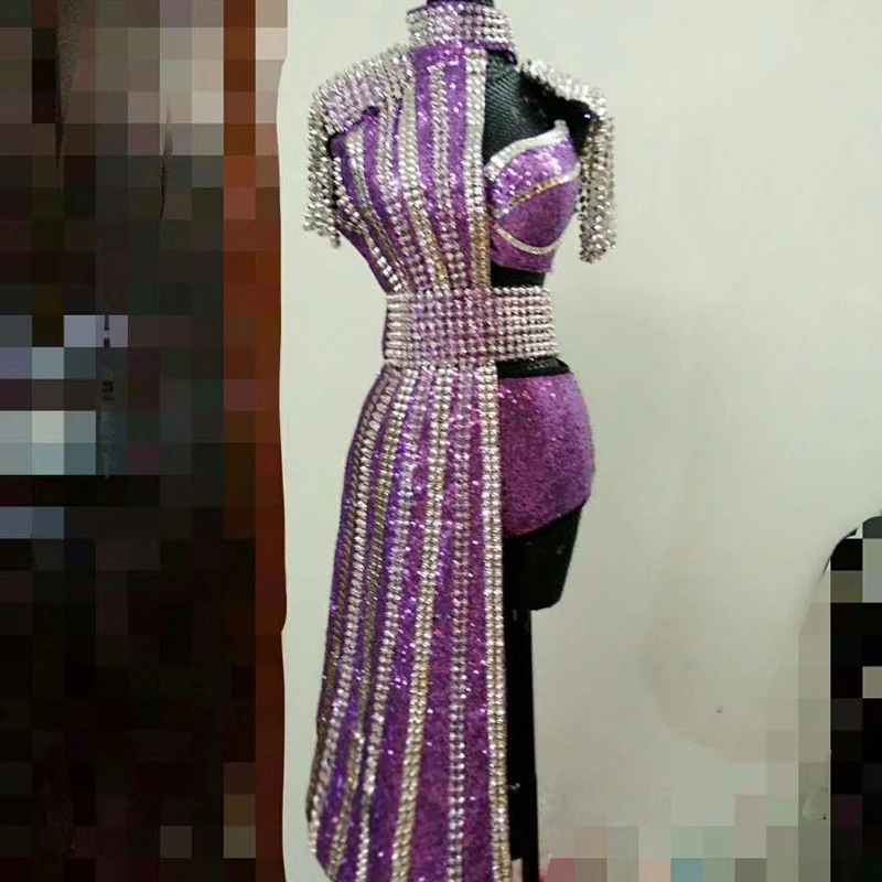 ปรับแต่งเซ็กซี่นักร้องดีเจเวทีเสื้อผ้าผู้หญิงคลับขั้วโลกเต้นรําเสื้อผ้าเอวสูงแจ๊สเครื่องแต่งกายคอสเพลย์ชุด DJ104