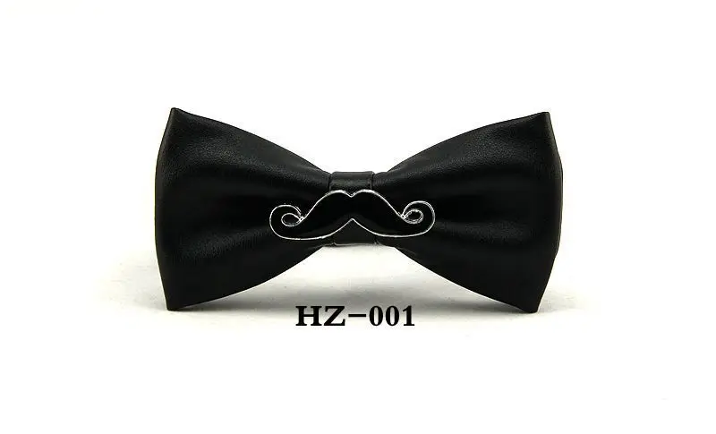 Trendy PU Stage Men\'s Fashion Bow Tie Metal Mustache Bowknot Gentleman Adult Bow Ties Neckwear Wedding Evening Party