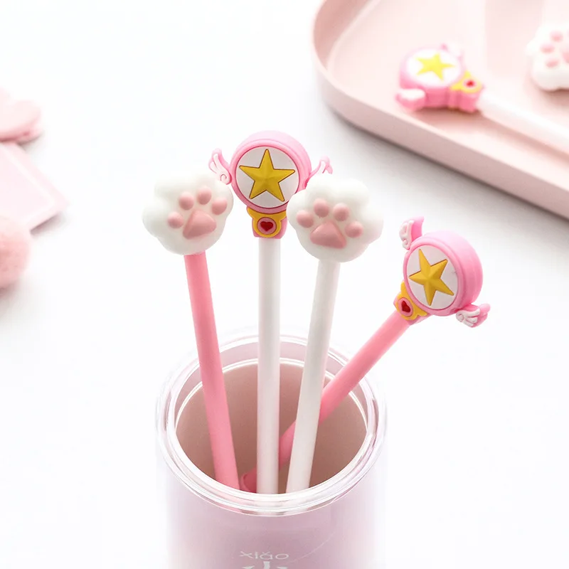 20 Pcs New Cute Little Fairy Magic Stick Gel Pen Student Stationery Cartoon Black Fountain Pen Wholesale Writing School Supplies