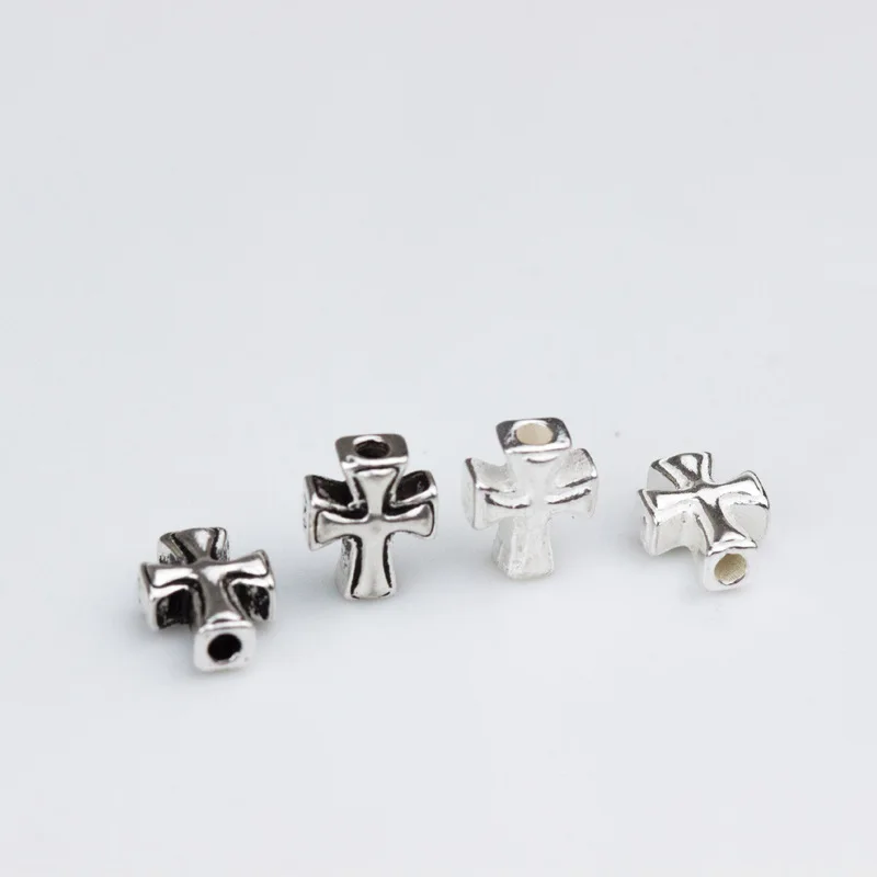 100% Bạc 925 Kitô Giáo Chéo Miếng Đệm Hạt Handmade Thủ Công Vòng Tay Hạt Charm DIY Bạc Trang Sức Làm Cho Những Phát Hiện