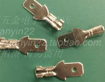 100pcs/ lot  Free shipping 4.8mm wide cold-type inserts crimp terminal connector crimping inserts brass male terminal 4.8