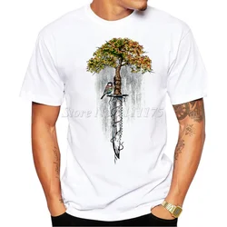 TEEHUB Fashion Men's Abstract Tree and Knife Design T Shirt Male Cool Tops Hipster Printed Summer Tees
