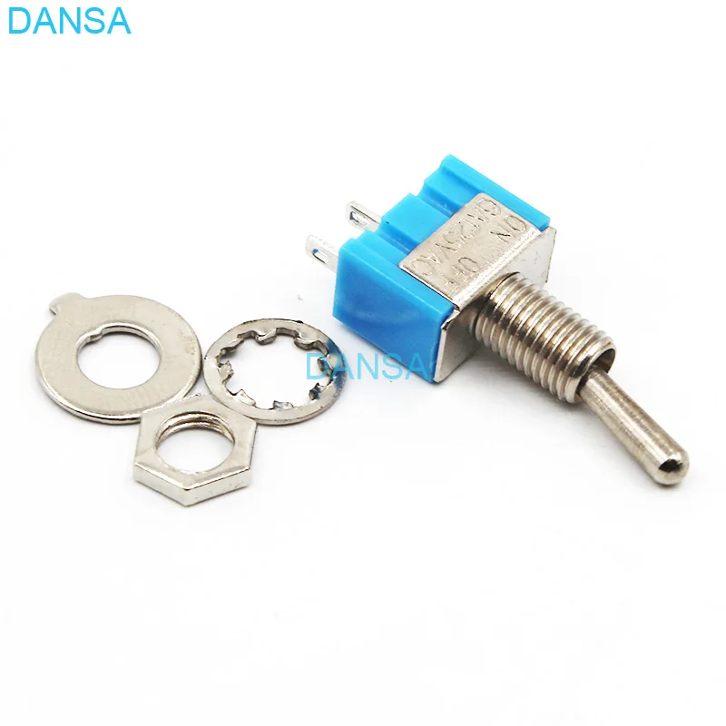 10pcs/lot MTS101 Blue Toggle Toggle Switch 2 Pins 2 Position ON-OFF 6A 125V AC Mounting 6mm