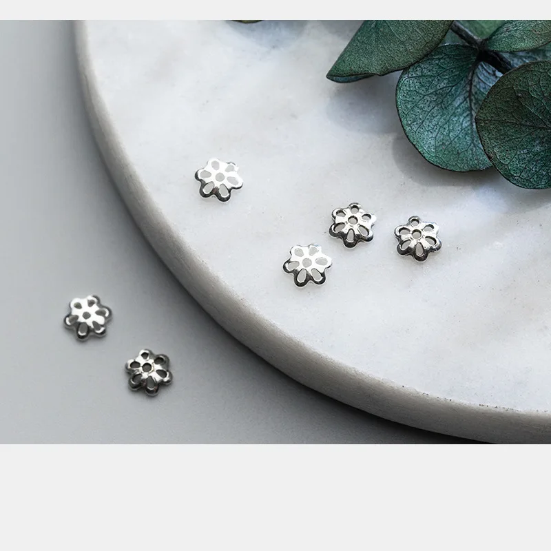 10pcs/Lot 100% 925 Sterling Silver Bead Caps High Quality Silver Bead Recepatcle End Cap Fit Tassels Pendants DIY Jewelry Charms