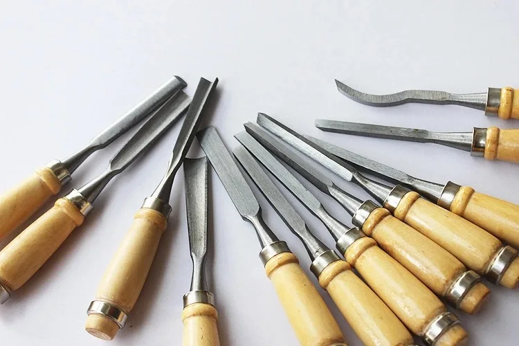 Professional 12pcs/set Wood Carving Tools alloy blade high hardness Craft Engraving Knife kit for Cutting wood Chisel Knives