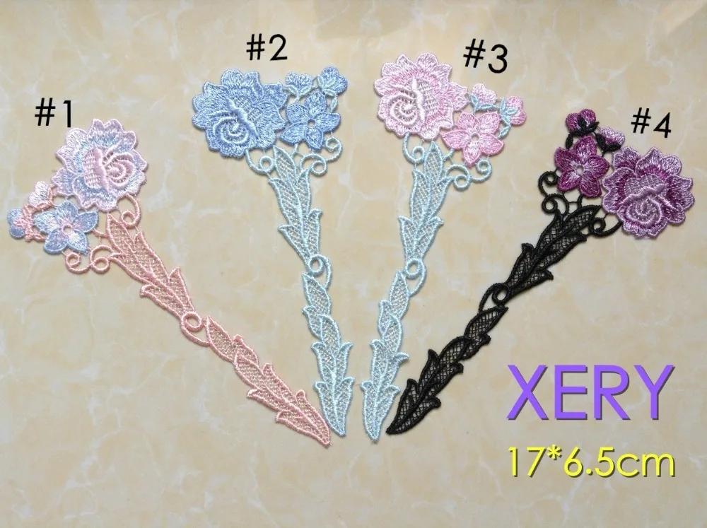 FREE SHIPPING 17*6.5cm high quality yarn embroidery Colorful lace patch,costume lace applique,fashion garment element,XERY14226A