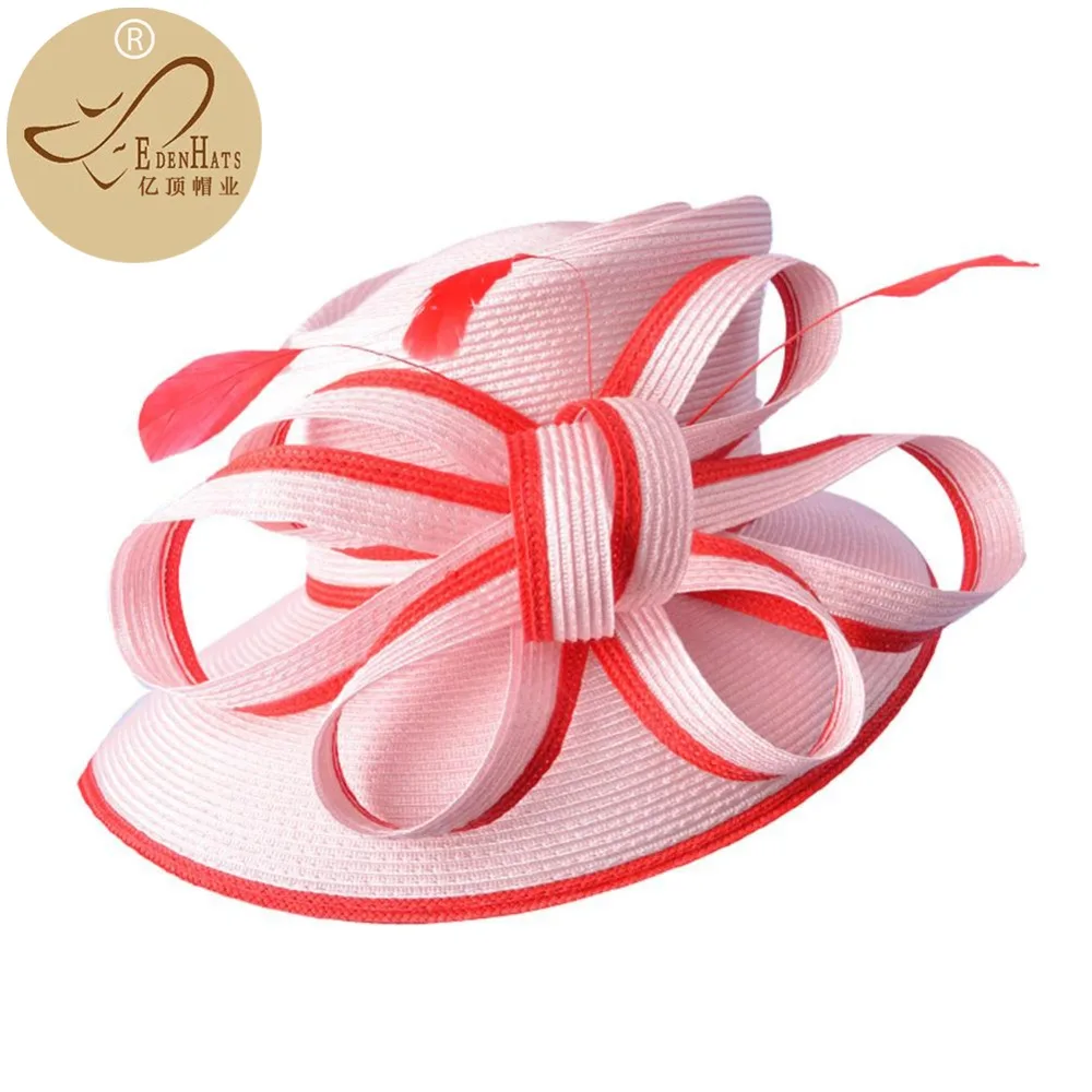 Elegant fashion fancy church hat with bowknot for women 2024 Wedding Hat PP Satin Braid Hat