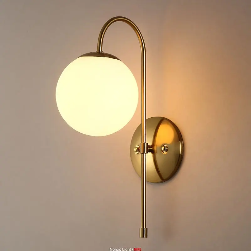 

Post Modern Contracted Corridor Wall Lights Bedroom Wall Lamp White Glass Bedsides wall lights Mirror Wall Lighting Fixtures