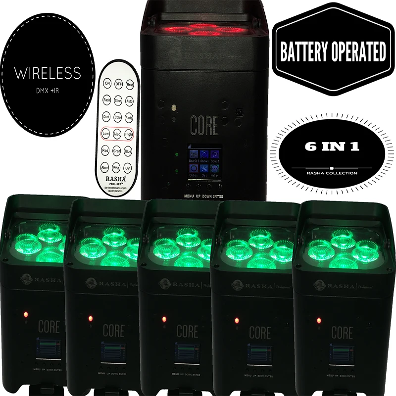 4X Lot APP Mobile 4*18W Freedoom Battery Powered Wireless Wifi 6in1 RGABW UV LED Par Light Stage Par Projector LED Uplight