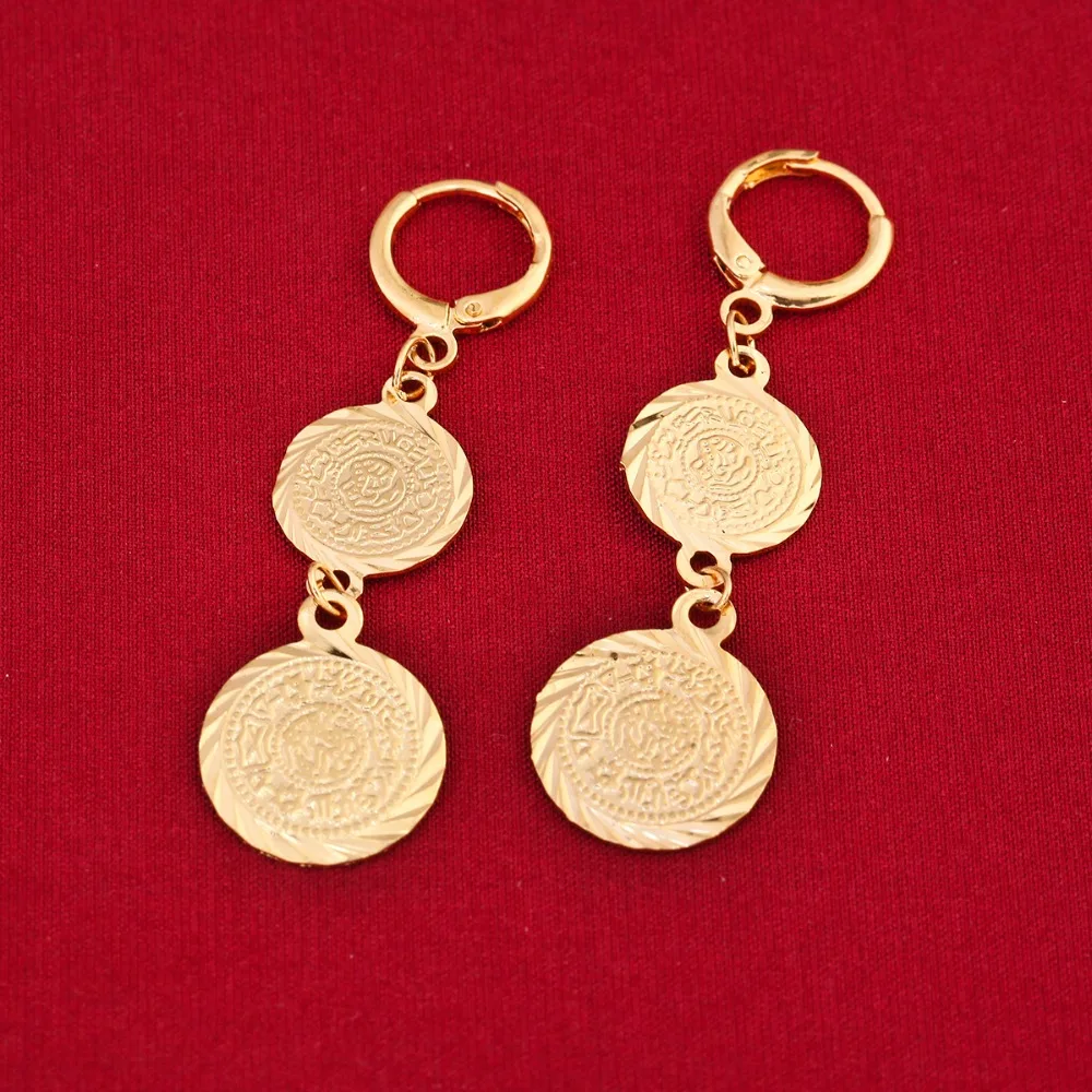 Gold Color Coin Earrings Muslim Islamic Jewelry Islam Ancient Coin Arab Gold Jewellry Women African