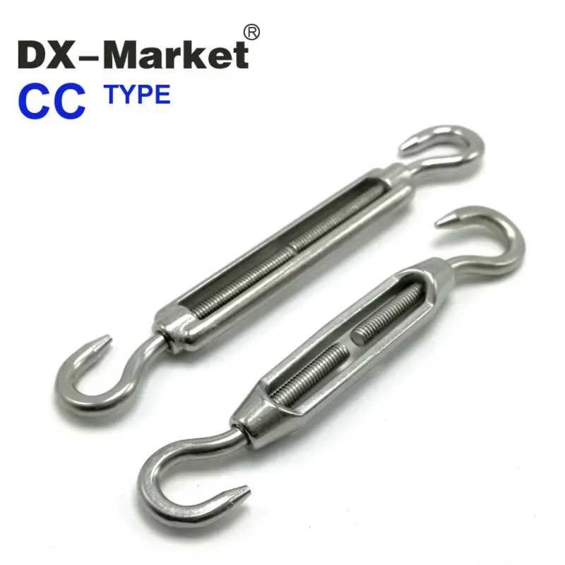 m20 turnbuckle, 304 stainless steel turnbuckle hook and hook , sus304 high quality wire rope fittings CC type turnbuckles