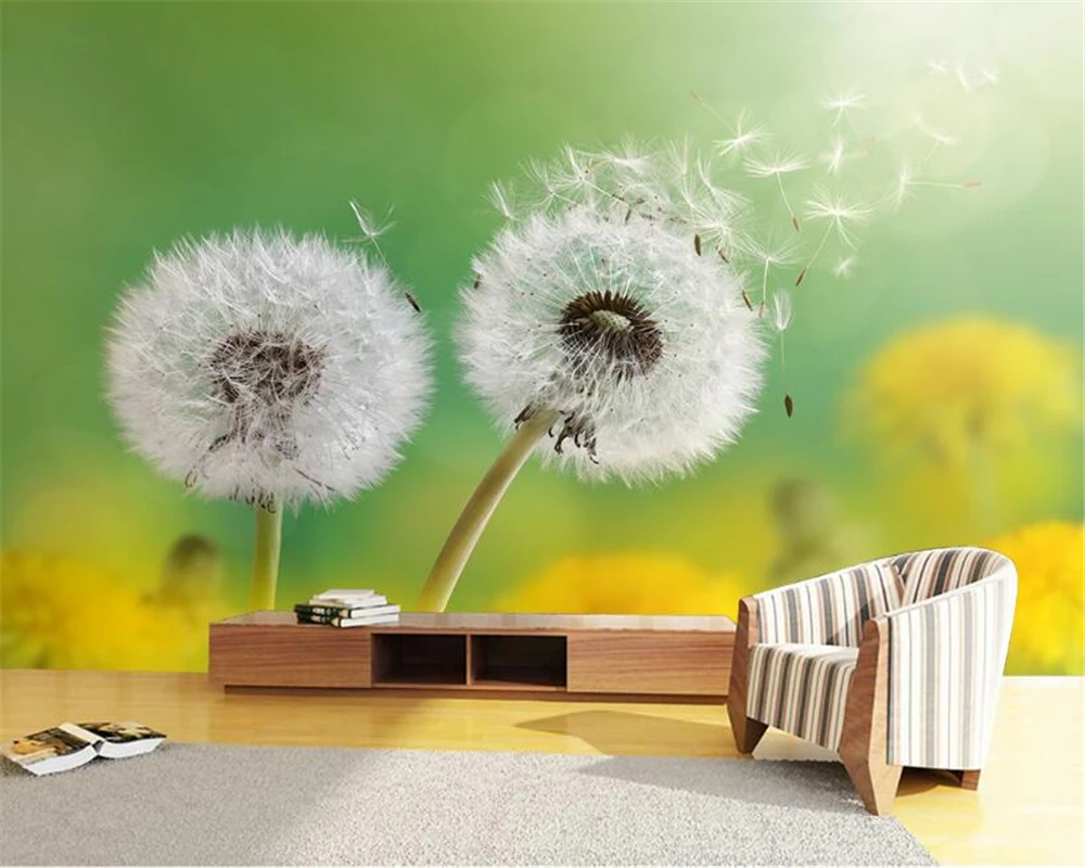 

Beibehang 3D Wallpaper Stereo Romantic Dandelion Background mural Living Room Bedroom TV Background Wallpaper 3d papel de parede