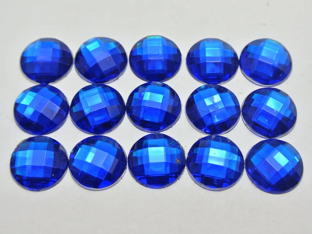 200 Royal Blue Acrylic Flatback Rhinestone Faceted Round Gems 12mm No Hole