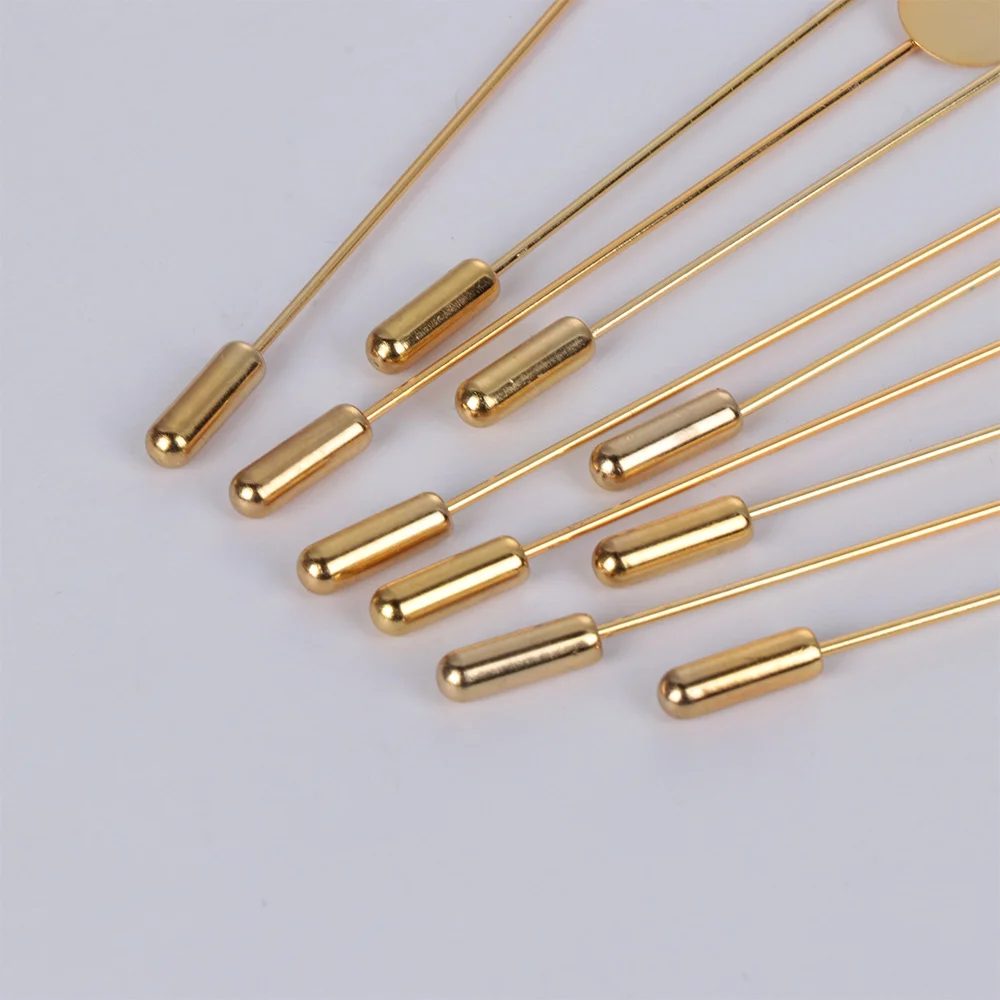 10Pcs gold-plated simulation pearl alloy copper long pin pin DIY lapel dress jewelry making brooch basic jewelry accessories