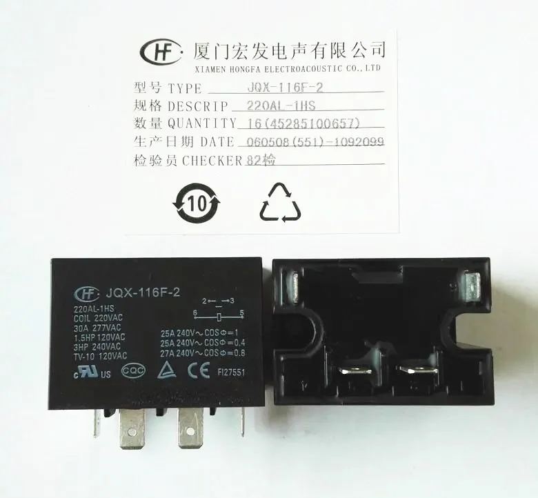 

NEW 220V relay JQX-116F-2 220AL-1HS 220VAC JQX-116F-2-220AL-1HS 220VAC JQX-116F-2-220AL-1HS-220VAC 220V AC220V 30A 277VAC 4PIN