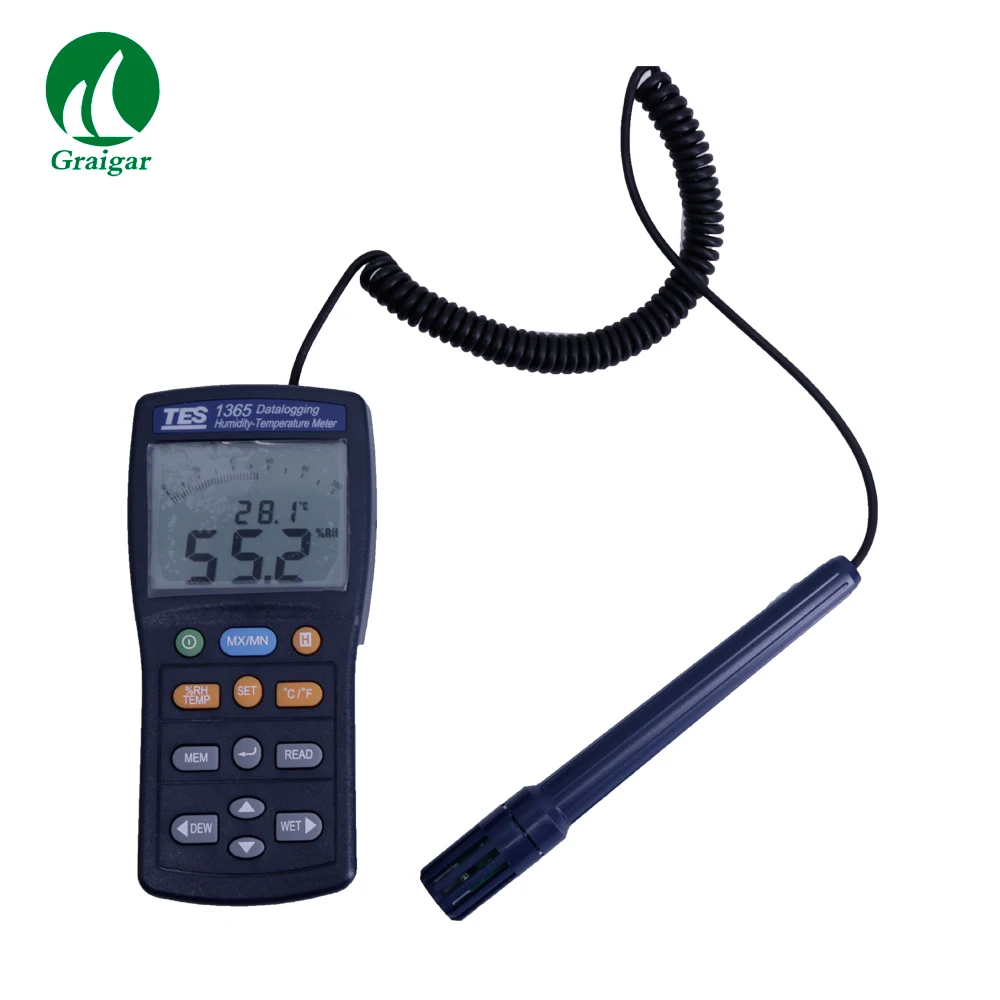 TES-1365 Multi-function Datalogging Temperature Humidity Meter Thermometer Hygrometer with Data Hold Function