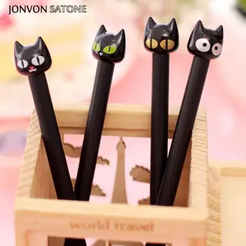 Jonvon Satone 5 pz Penna Gatto Nero Bambola Gatto Nero Penna Neutra 0.5mm Modello Del Fumetto Penna Gel Carino Coreano Materiale Scolastico di Cancelleria