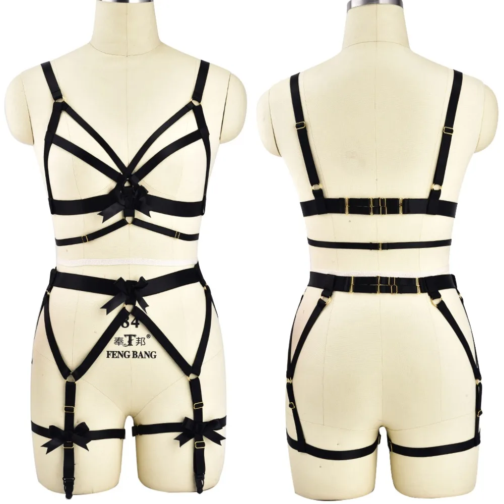 Body Harness Bdsm Bondage High Waist Garter Belt Set Black Elastic Strap Lingerie Harajuku Punk Goth Fetish Halloween dance Wear